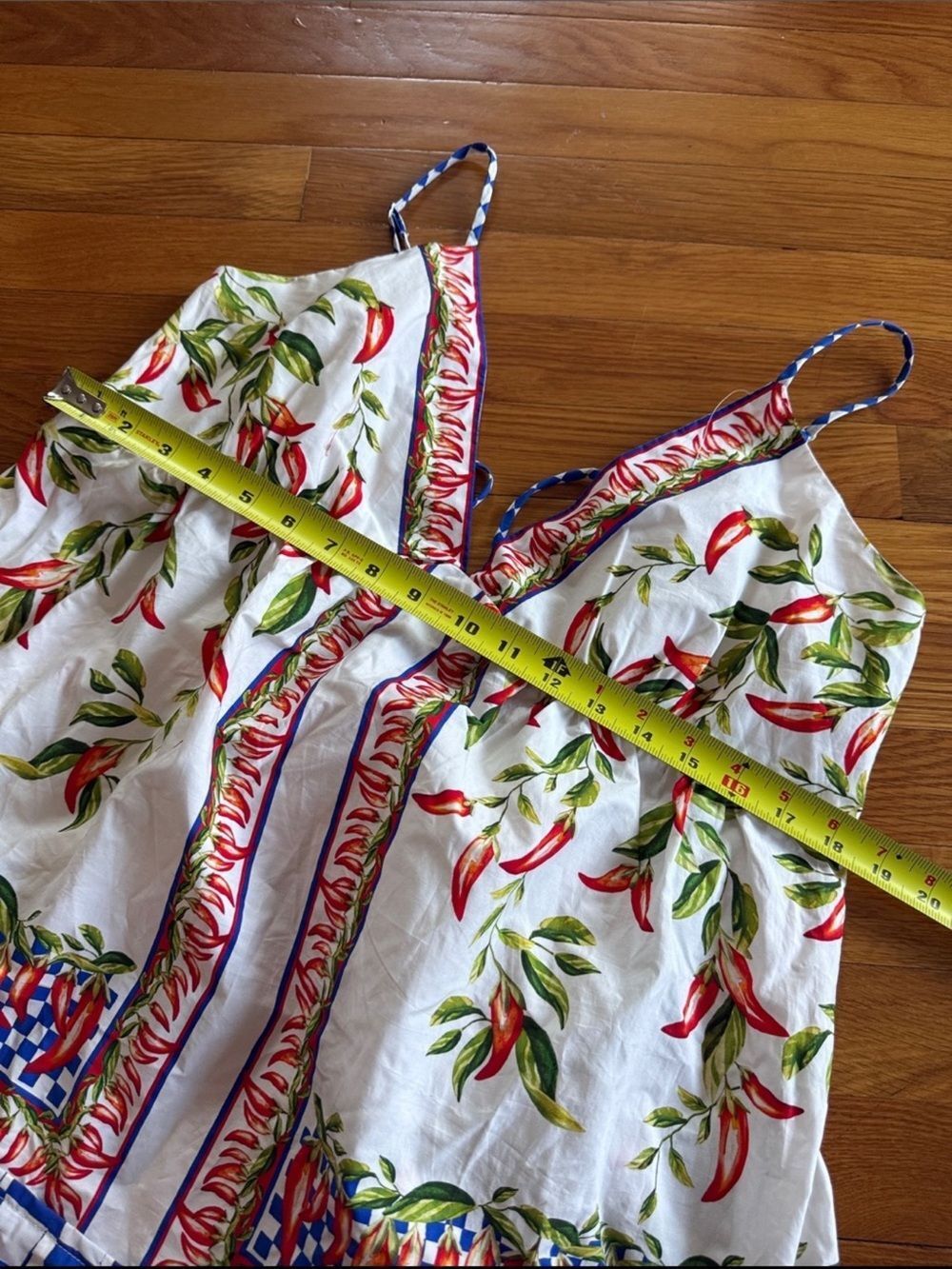 Farm Rio Picnic Peppers Ainika Sleeveless V-Neck Babydoll Swing Mini Dress XL - Picture 5 of 12